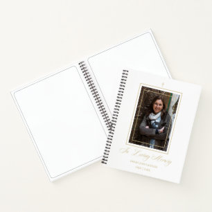 Carnet Blanc traditionnel & élégant Golden Photo Funérail
