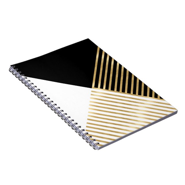 Carnet Blancs d'or géométrique noir moderne (Côté Droit)