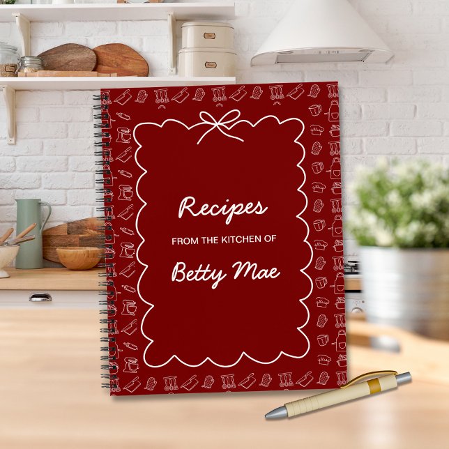 Carnet Blank Red Cookbook Write Your Own Favorite Recipe  (Big Blank Spiral Recipe Notebook Cookbook To Write Your Own Recipes Red Cooking Utensils Pattern)