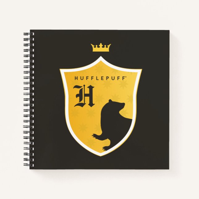 Carnet Blason couronné HUFFLEPUFF™ en or et contour (Devant)