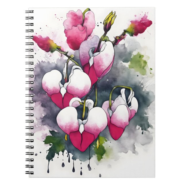 Carnet Bleeding Heart - Watercolor flowers (Devant)