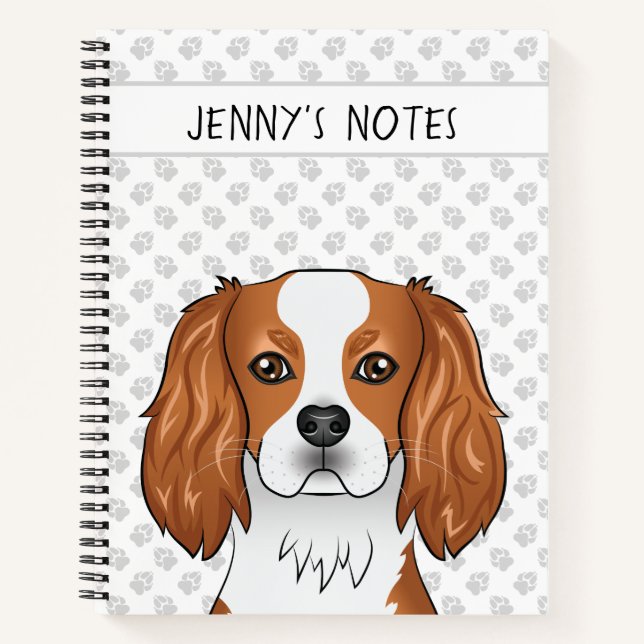 Carnet Blenheim Cavalier King Charles Spaniel Tête & Text (Devant)