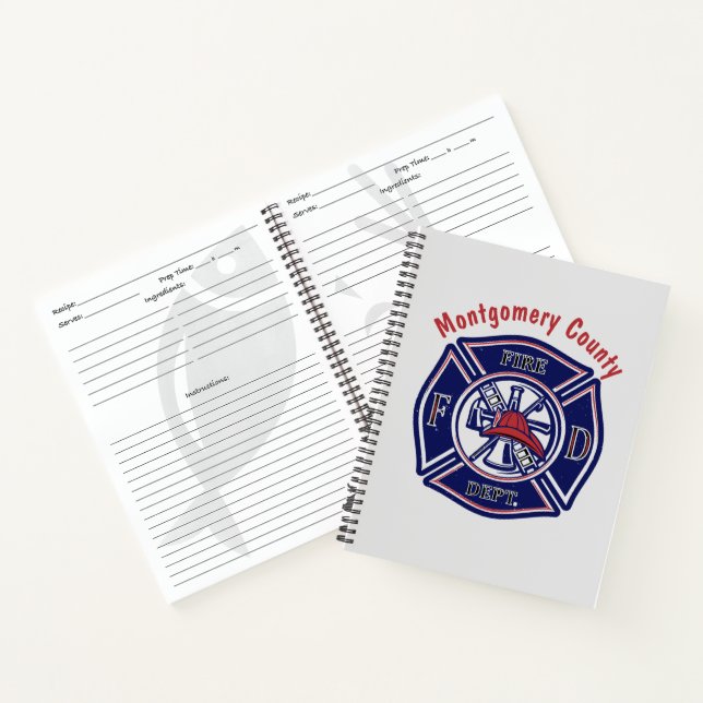 Carnet Bleu Badge de pompier Logo Customisé Recette (Intérieur)