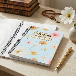 Carnet Bleu Beige Aquarelle Floral Botanique