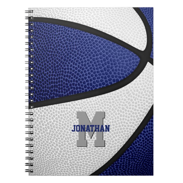 Carnet bleu blanc équipe couleurs garçons filles basket (Devant)