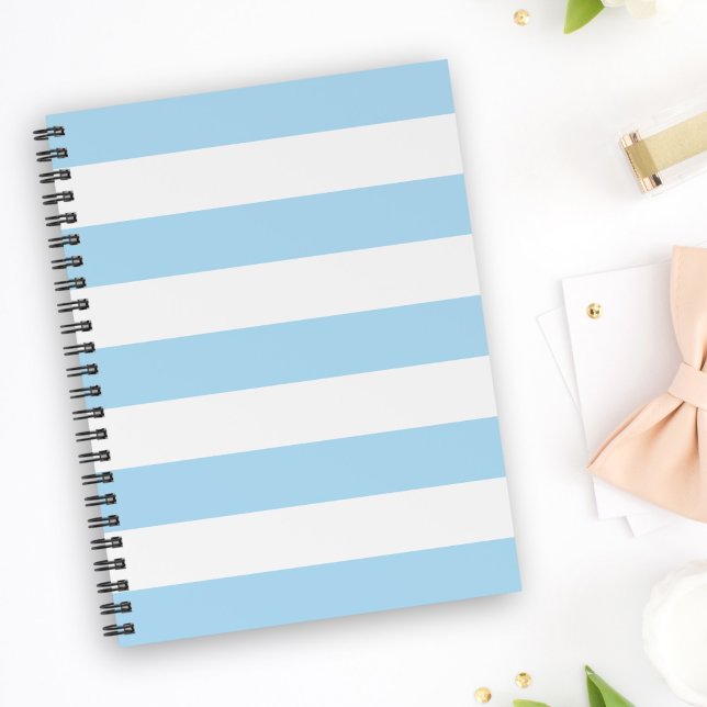 Carnet Bleu, Blancs, Motif rayé (Créateur téléchargé)