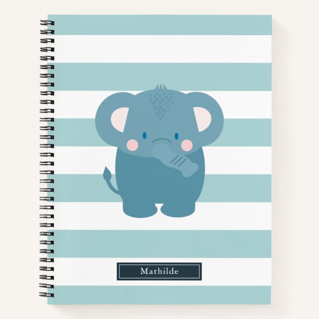 Carnet Bleu clair éléphant (Devant)