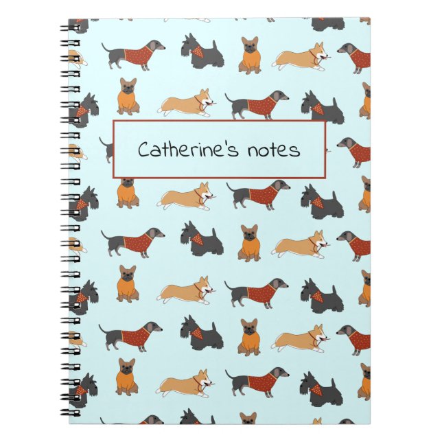 Carnet bleu clair pour petit chien Motif (Devant)