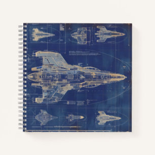 Carnet Bleu Diagramme Vintage Navire spatial