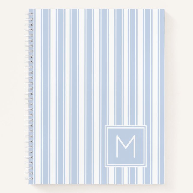 Carnet Bleu doux et blanc Ticking Striogramme (Devant)