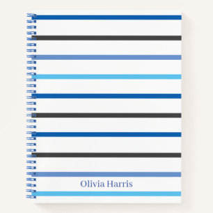 Carnet Bleu et blanc élégant Personnalisé