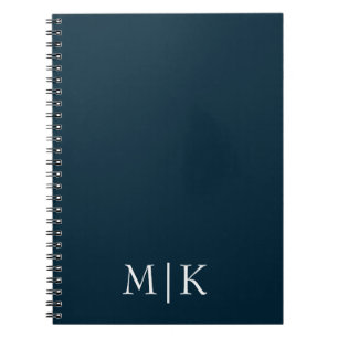 Carnet Bleu et blanc foncé de la marine Monogramme mode