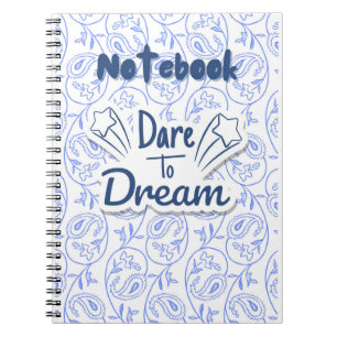 Carnet Bleu et blanc Paisley Dreamy Motivational
