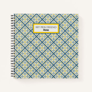Carnet Bleu et jaune joli carrelage portugais motif