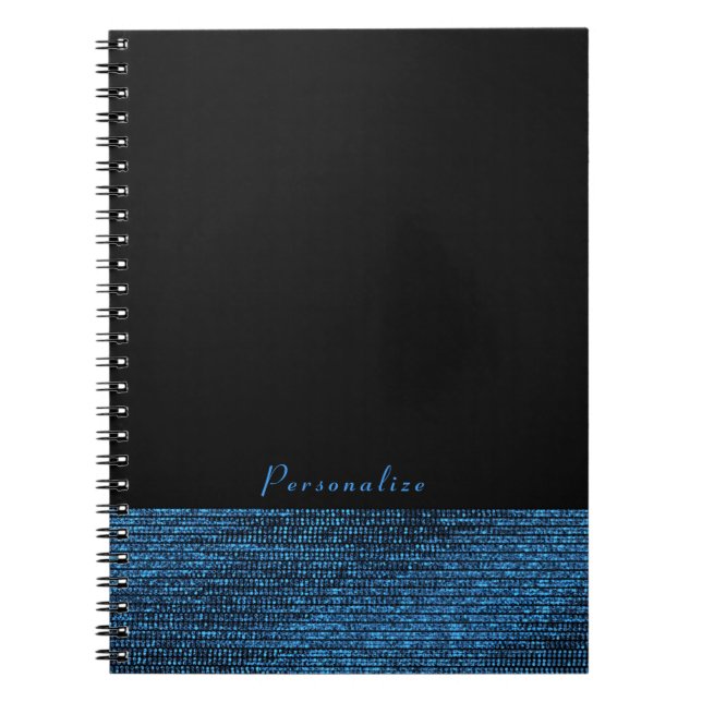 Carnet Bleu et noir, paillettes de glamour moderne, éléga (Devant)