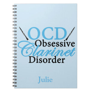 Carnet Bleu fait sur commande de clarinette mignonne