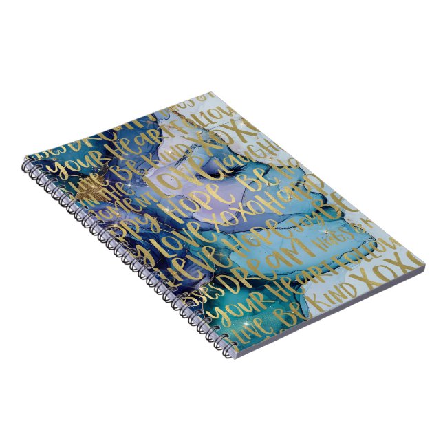 Carnet Bleu Femme Face Or Citations Inspirationnelles (Côté Droit)