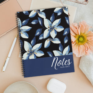 Carnet Bleu Floral Classy Design minimaliste
