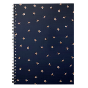 Carnet Bleu foncé et rose or métallisé Étoiles scintillan