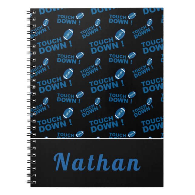Carnet Bleu Football Toucher la typographie Personnalisée (Devant)