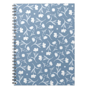 Carnet Bleu gris blanc Liberté motif floral élégant Pop