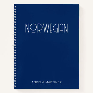 Carnet Bleu marine et blanc Étude de langue de style rétr