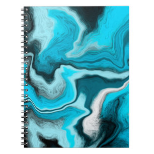 Carnet Bleu, noir et Marbre blanc Fluid Art