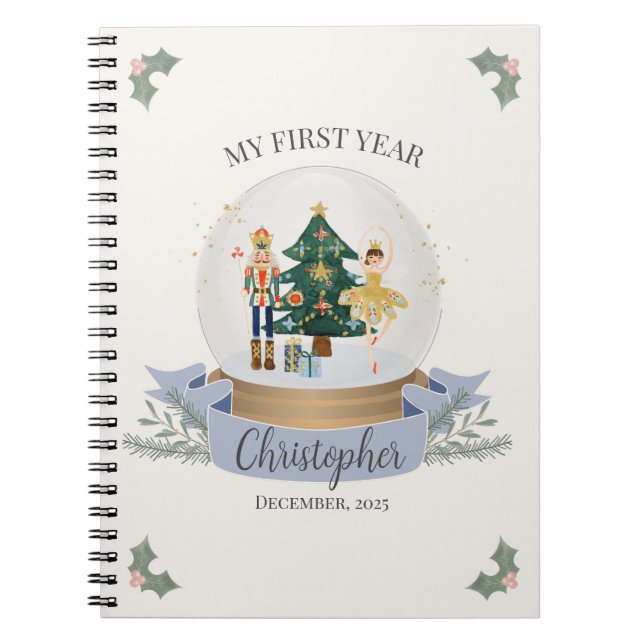 Carnet Bleu Nutcracker Baby shower première année jalon (Devant)