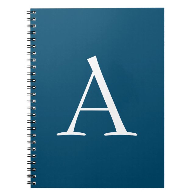 Carnet Bleu océan uni élégant moderne monogramme initial (Devant)