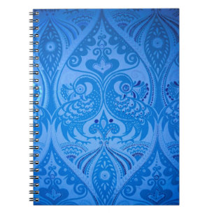 Carnet Bleu Oriental Peacock Birds