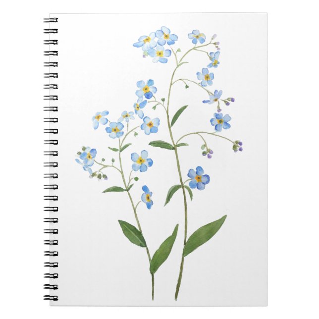 Carnet bleu oubliez moi pas fleurs 2021 aquarelle (Devant)