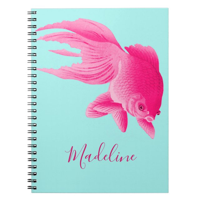 Carnet Bleu Pink Goldfish Grand Pop Moderne Personnel (Devant)