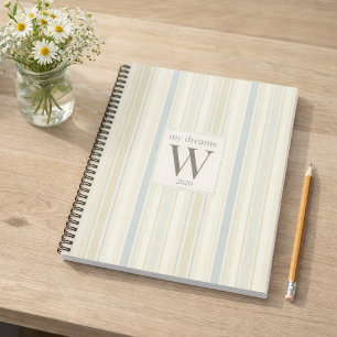 Carnet Bleu Poussiéreux Neutre Initial Rayure Rustique Ma