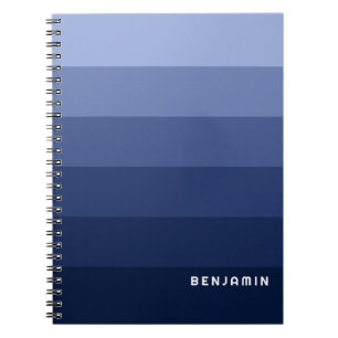Carnet Bleu rétro avec nom Simple Sans Serif