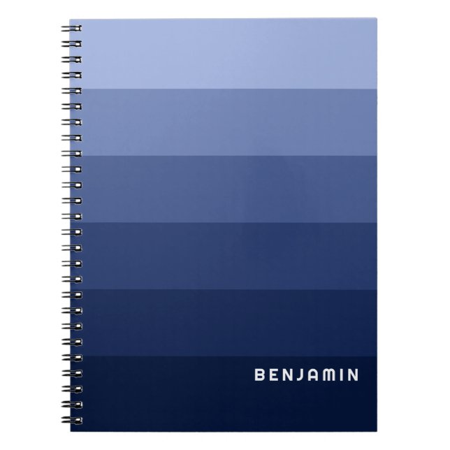 Carnet Bleu rétro avec nom Simple Sans Serif (Devant)