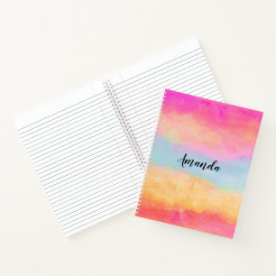Carnet Bleu rose Jaune arc-en-ciel Abstraites bandes