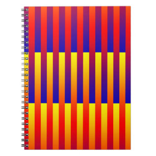 Carnet Bleu rouge rayures jaunes