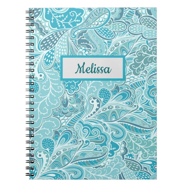 Carnet Bleu turquoise et Paisley (Devant)