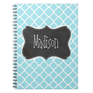Carnet Blizzard Blue Quatrefoil ; Vintage Chalkboard look