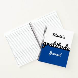 Carnet Bloc de couleur moderne Bleu Noir Blanc Gratitude