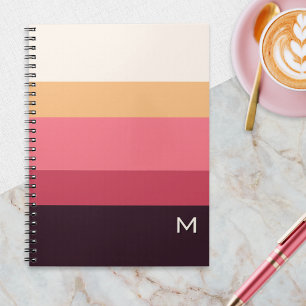 Carnet Bloc de couleur moderne Monogramme rose crème