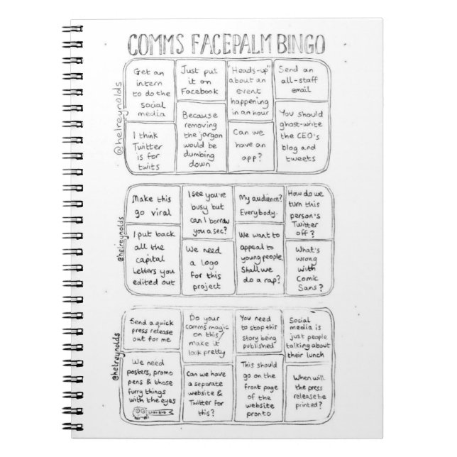Carnet Bloc - notes de bingo-test de Comms Facepalm (Devant)