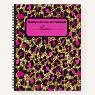 Carnet Bloc-notes de composition léopard rose