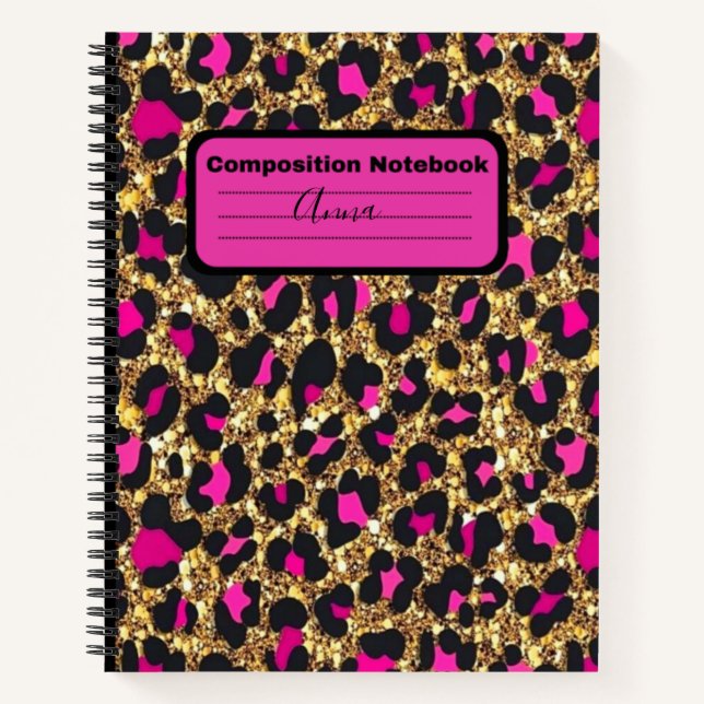 Carnet Bloc-notes de composition léopard rose (Devant)