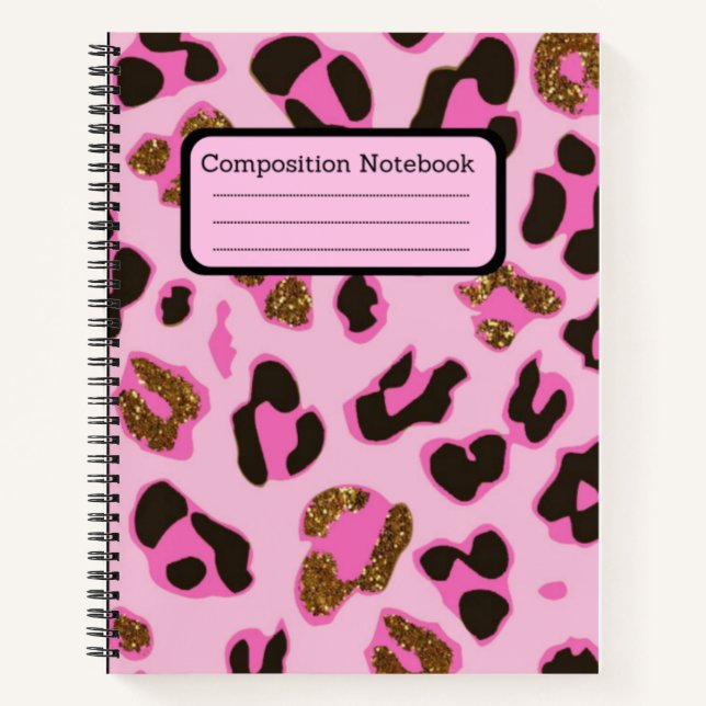 Carnet Bloc-notes de composition léopard rose  (Devant)