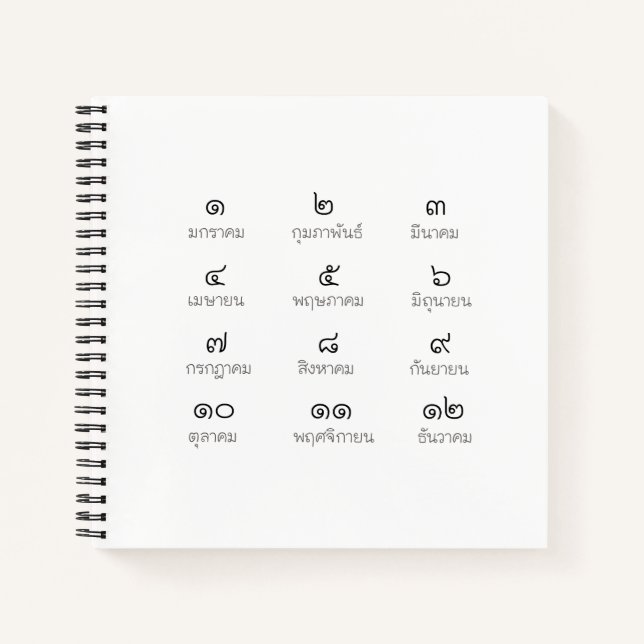Carnet Bloc-notes de mois thaïlandais (Devant)