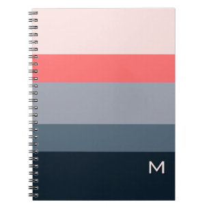 Carnet Bloc-notes élégant avec monogramme gris rose en co
