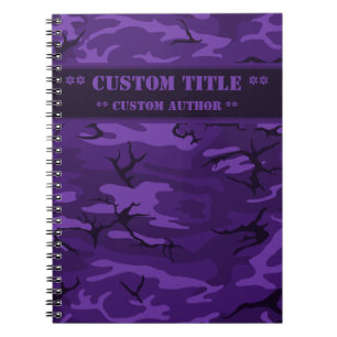 Carnet Bloc-notes en camo noir violet foncé avec bloc de