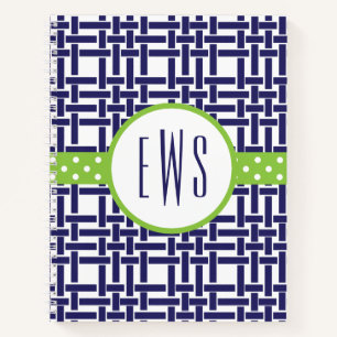 Carnet Bloc-notes en spirale monogramme Bambou et Grosgra