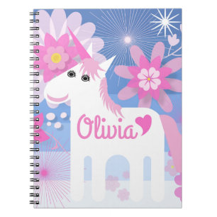 Carnet Bloc-notes Unicorne Pretty Rose personnalisable